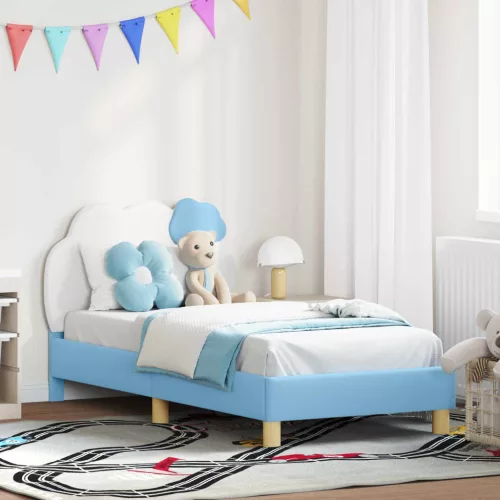 Gyerekágy kerettel fejtámlával Kék 80 x 160 cm PU