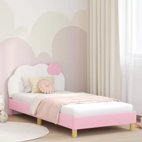 Gyerekágy kerettel fejtámlával Rózsaszín 90 x 200 cm PU