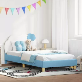Gyerekágy kerettel fejtámlával Kék 90 x 200 cm PU