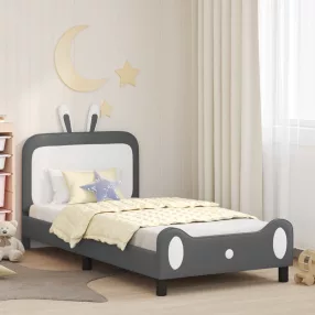   Gyerekágy kerettel fejtámlával Világosszürke 90 x 190 cm PU