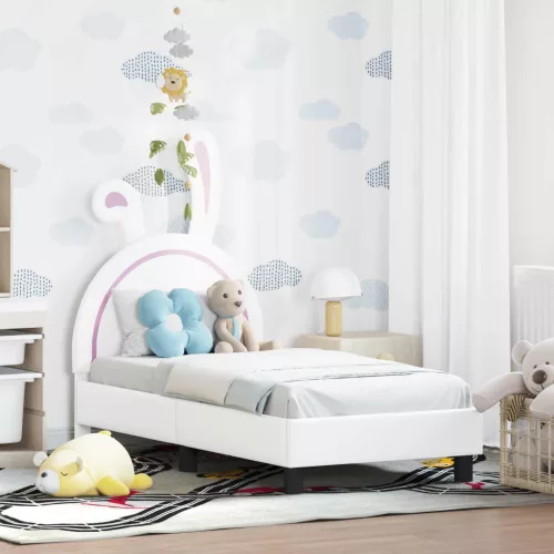 Gyerekágy keret fejtámlával fejtámlával Fehér 70 x 140 cm PU