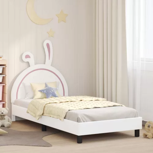 Gyerekágy kerettel fejtámlával Fehér 90 x 200 cm PU