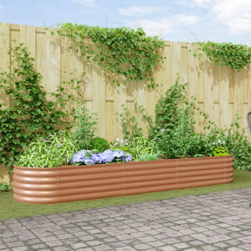 Barna emelt kertágy fa hatással 320x80x44 cm acél