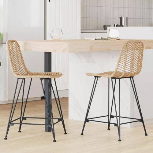 Bárszék 2 pcs Természetes 44,5 x 54,5 x 97,5 cm Rattan és Vas