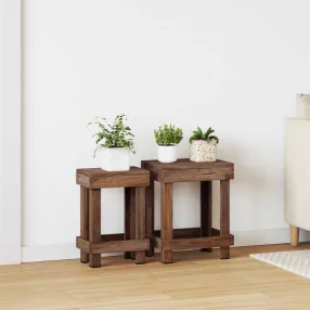 Növényállvány 2 pcs Barna 70 x 11 x 27 cm Mahagóni fa