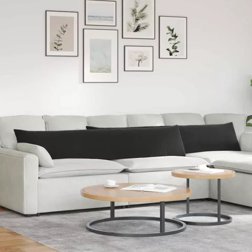 Kanapé párnák 2 pcs Fekete 200 x 40 cm Bársonyos szövet