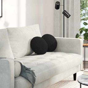 Ülőpárnák 2 pcs Fekete Ø30 x 13 cm szövet