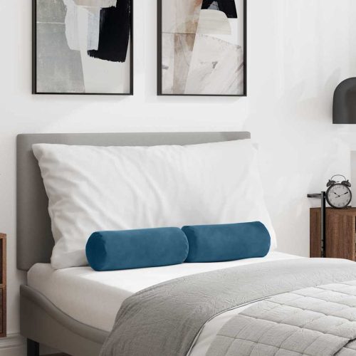 Hengerpárnák 2 pcs Kék Ø 15 x 40 cm Bársonyos szövet