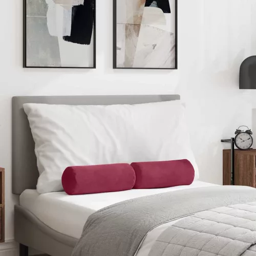 Hengerpárnák 2 pcs Bordó Ø 15 x 40 cm Bársonyos szövet