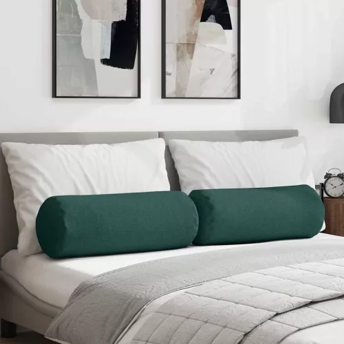 Hengerpárnák 2 pcs Sötétzöld Ø 25 x 70 cm szövet
