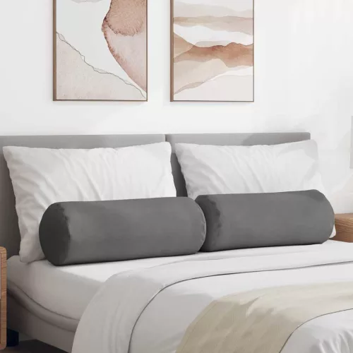 Hengerpárnák 2 pcs Sötétszürke Ø 25 x 70 cm Mikroszálas Szövet