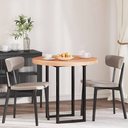 Asztallap Egyéb Világosbarna Ø 80 x 4 cm Masszív tölgyfa