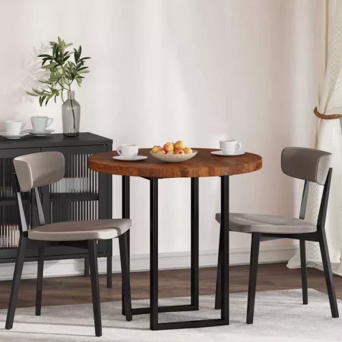 Asztallap sötétbarna Ø 80 x 4 cm Masszív tölgyfa