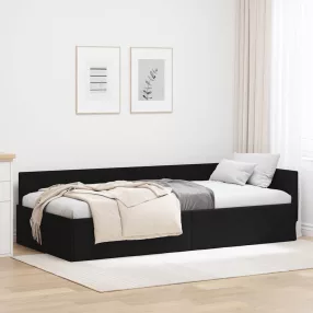 Sarokágy keret Fekete 80 x 200 cm Szövet és Mérnöki Fa
