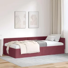 Sarokágy keret bordó 80 x 200 cm Szövet és Mérnöki Fa