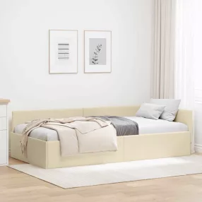 Sarokágy keret Krém 80 x 200 cm Szövet és Mérnöki Fa