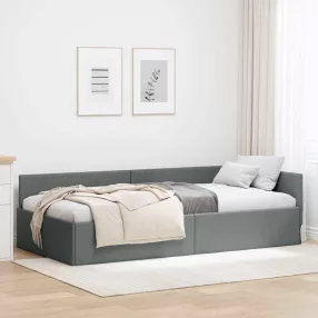   Sarokágy keret Sötétszürke 100 x 200 cm Szövet és Mérnöki Fa