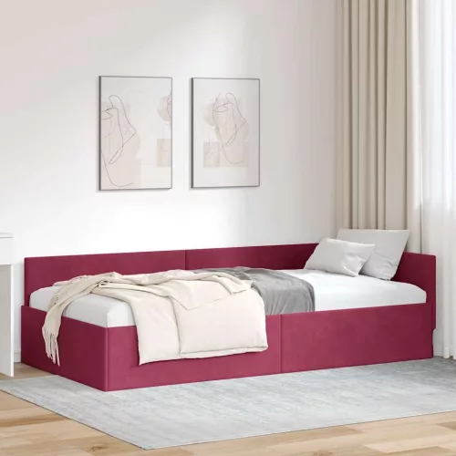 Sarokágy keret Egyéb bordó 80 x 200 cm Velúr és műnyír