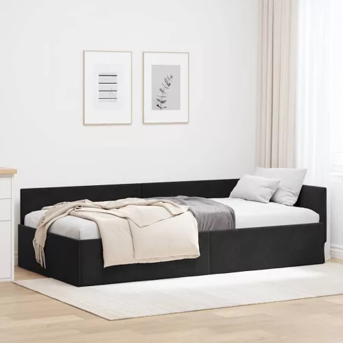 Sarokágy keret Egyéb Fekete 90 x 200 cm Velúr és műnyír