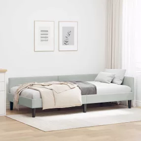 Sarok Ágykeret fejtámlával Világosszürke 90 x 200 cm