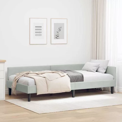 Sarok Ágykeret fejtámlával Világosszürke 90 x 200 cm