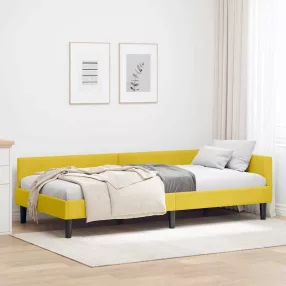   Sarok Ágykeret Sárga 90 x 200 cm Bársony és Mérnökölt fa