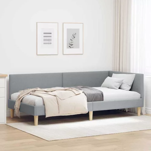 Sarokágy keret Világosszürke 90 cm x 200 cm Szövet és Plywood