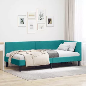   vidaXL Sarokágy keret fejtámlával Türkiz 90 cm x 200 cm Bársony