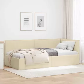 Sarokágy keret fejtámlával Krém 80 x 200 cm szövet
