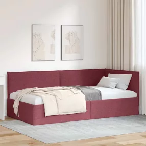 Sarokágy keret fejtámlával bordó 90 x 190 cm szövet