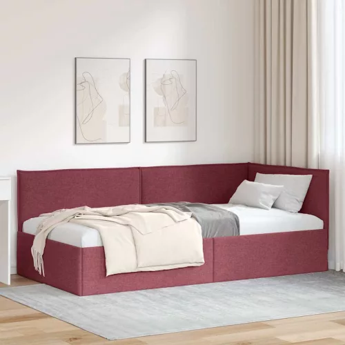 Sarokágy keret fejtámlával bordó 90 x 190 cm szövet