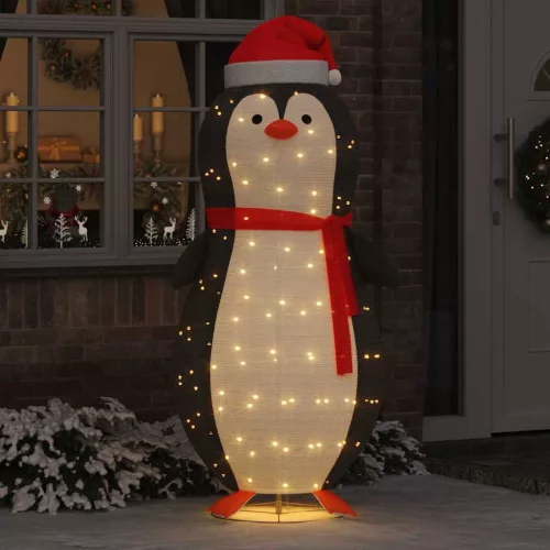Havas pingvin figura Meleg fehér 78 x 178 cm Szövet 600 LED