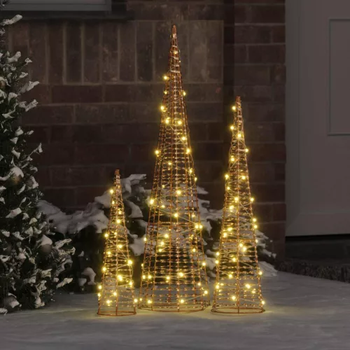 Karácsonyfa 3 db Meleg fehér 20 x 20 x 80 cm PET 90 LED