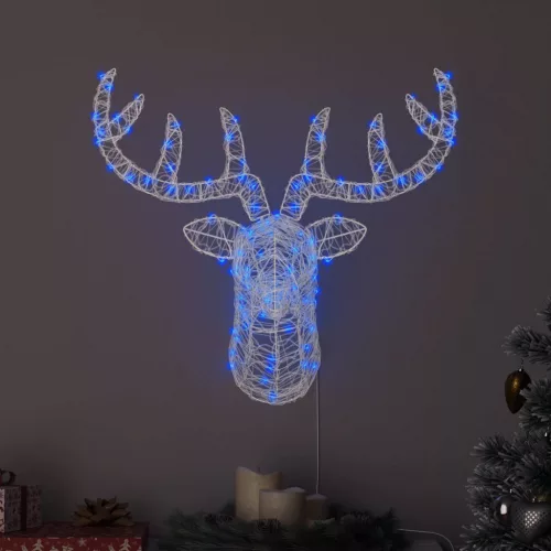 Rénszarvas Fej Kék 68 x 36,5 x 62,5 cm Akril 140 LED
