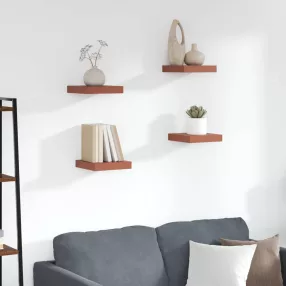   Falpolc Falra szerelhető 4 pcs Piros 23 x 23,5 x 4 cm Faanyag