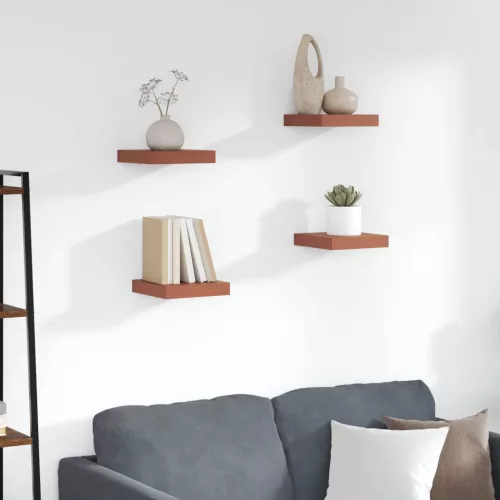 Falpolc Falra szerelhető 4 pcs Piros 23 x 23,5 x 4 cm Faanyag