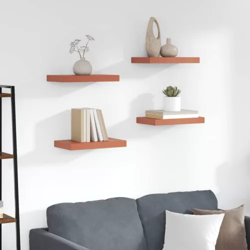 Falpolc Falra szerelhető 4 pcs Piros 40 x 23,5 x 4 cm Faanyag