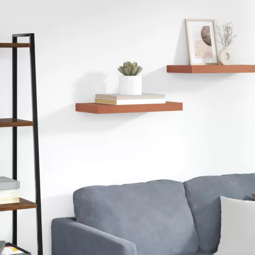 Falpolc Falra szerelhető tárolóval Piros 50 x 23 x 4 cm Faanyag