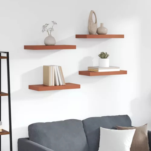 Falpolc Falra szerelhető 4 pcs Piros 50 x 23 x 4 cm Faanyag