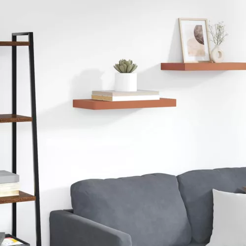 vidaXL Falpolc Falra szerelhető tárolóval Piros 60 x 23 x 4 cm Faanyag