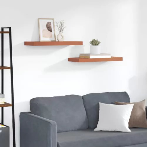 vidaXL Falpolc Falra szerelhető 2 pcs Piros 60 x 23 x 4 cm Faanyag