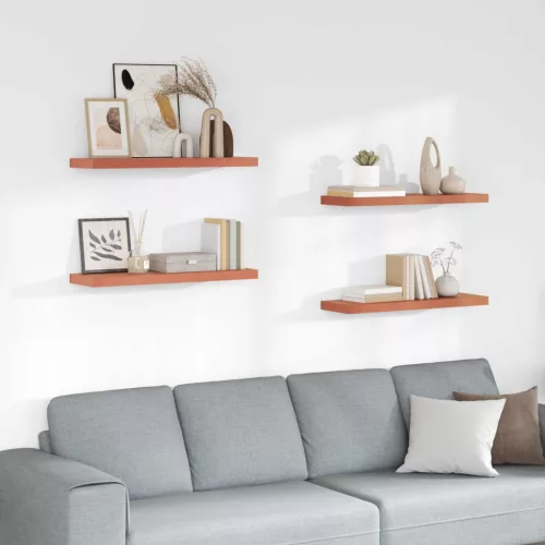 Falpolc Falra szerelhető 4 pcs Piros 80 x 23,5 x 4 cm Faanyag