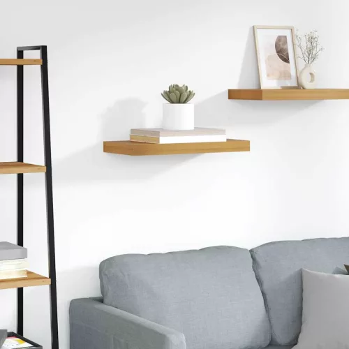 Falpolc Falra szerelhető tárolóval Barna 50 x 23 x 4 cm Faanyag