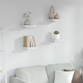   Falpolc tárolóval 4 pcs Fehér márvány 23 x 23,5 x 4 cm Faanyag