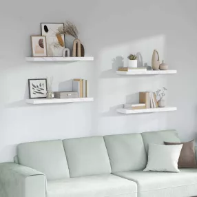   Falpolc tárolóval 4 pcs Fehér márvány 80 x 23,5 x 4 cm Faanyag