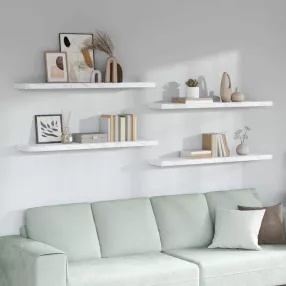   Falpolc tárolóval 4 pcs Fehér márvány 120 x 23,5 x 4 cm Faanyag