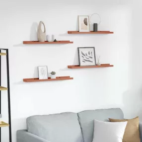   Falpolc polcokkal tárolóval 4 pcs Piros 60 x 9 x 3 cm Faanyag