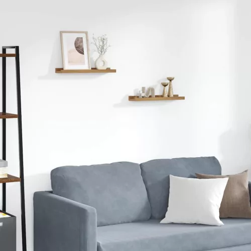 Falpolc polcokkal tárolóval 2 pcs Barna 40 x 9 x 3 cm Faanyag