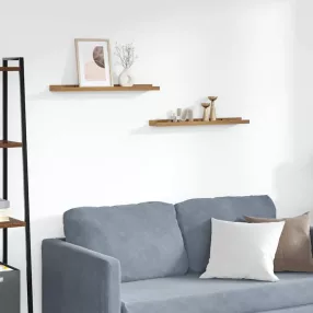   Falpolc polcokkal tárolóval 2 pcs Barna 60 x 9 x 3 cm Faanyag