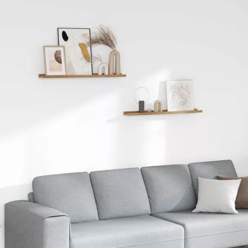 Falpolc polcokkal tárolóval 2 pcs Barna 80 x 9 x 3 cm Faanyag